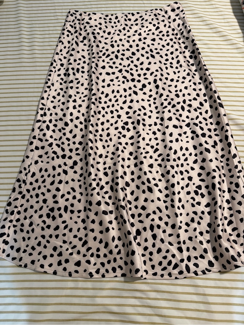 SHEIN Pink Maxi Skirt with Black Spot Print